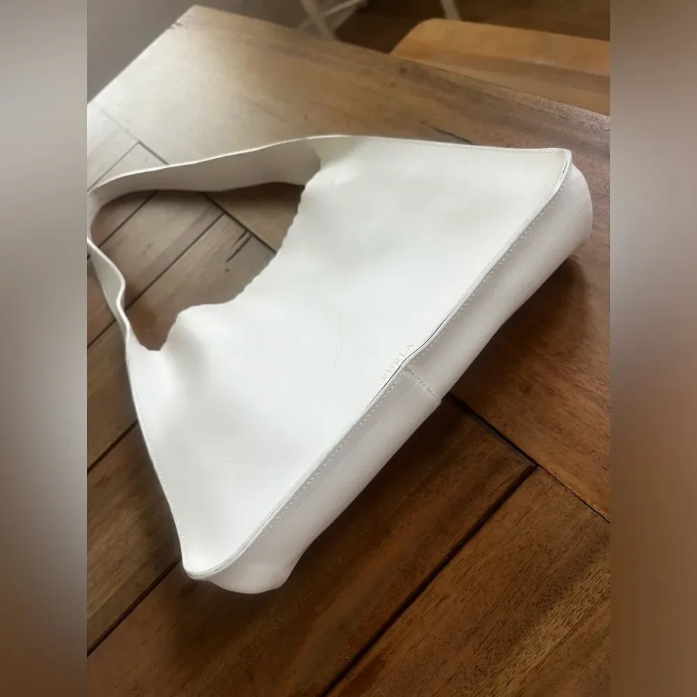 FURLA vintage White Shoulder Storage Bag; pre-loved condition